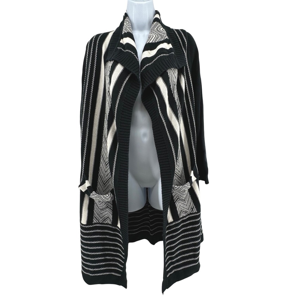Chico's Open Front Longline Cardigan Women Boho Cozy 1 US M Shawl Collar Sweater